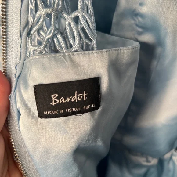 Bardot Fiona Mesh Light Blue Midi Dress Women's Size Large / 10 US - Picture 8 of 9